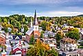 Montpelier, Vermont, autumn town skyline.