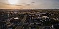 Aerial view of Rexburg, Idaho at sunset