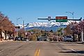 Street view in Blanding, Utah, with scenic mountains in the backdrop. Editorial credit: JohnNilsson / Shutterstock.com