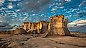 Golden hour at Monument Rocks in Kansas