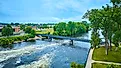 Blue Pedestrian Bridge over St. Joseph River in Mishawaka.
