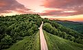 Aerial view of the Blue Ridge Parkway in North Carolina.