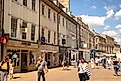 A view back along the High Street in Stamford, Lincolnshire, England. Editorial credit: Stephen Richard McAdam / Shutterstock.com