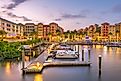 The beautiful town of Naples, Florida, in the evening.