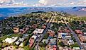 Aerial view of Katoomba and The Blue Mountains in Australia.