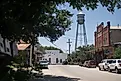 Downtown shops with water tower and dance hall in Gruene, Texas. Editorial credit: University of College / Shutterstock.com
