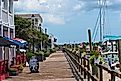 Beaufort waterfront offers a beautiful boardwalk with access to stores and restaurants as well as a beautiful view of Taylor Creek. Editorial credit: Joseph D Washburn / Shutterstock.com