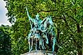Statue of Charlemagne and his Paladins outside of Notre Dame Cathedral in Paris.