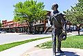  Bronze sculpture of Wyatt Earp as part of the Trail of Fame in the historic district of Dodge City, Kansas. Image credit Michael Rosebrock via Shutterstock.com