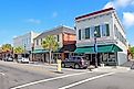 Businesses on Bay Street near the waterfront in the historic district of downtown Beaufort, South Carolina. Editorial credit: Stephen B. Goodwin / Shutterstock.com