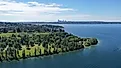 Aerial view of Lake Washington and Mercer Island with Seattle in the background. Editorial credit: Cyprus Niko via Shutterstock.