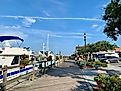 Beaufort, North Carolina: Beautiful summer day on the waterfront boardwalk.
