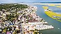 Aerial view of Chincoteague Island, Virginia.