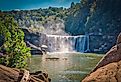A misty view of Cumberland Falls State Park in Corbin, Kentucky.
