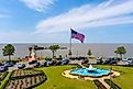 Aerial view of the Fairhope Municipal Pier on Mobile Bay, Alabama.