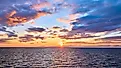 Aerial Sunset Over Lake Michigan. 