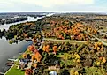 An aerial view of Wellesley Island, New York, a stop along the Great Lakes Seaway Trail. Editorial credit: Khairil Azhar Junos / Shutterstock.co