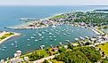 Aerial drone photo Oak Bluffs, Marthas Vineyard, Massachusetts, USA.