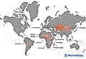 Map Showing The 10 Largest Landlocked Countries In The World