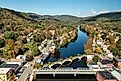 Aerial view of the Bridge of Flowers in Shelburne, Massachusetts.