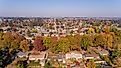 Aerial view above Salem, Oregon in fall season. 