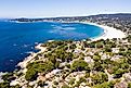Aerial view of residential beach in Carmel California