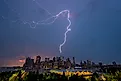 Lightning strikes the World Trade Center as a severe-warned thunderstorm passes over the city. Image credit: John Huntington / Shutterstock.com.