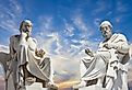 Statues of Plato and Socrates, ancient Greek philosophers. Image credit Anastasios71 via Shutterstock