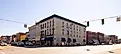 The business district on Washington Street and Main Street in Crawfordsville, Indiana. Editorial credit: Roberto Galan / Shutterstock.com