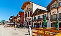 Quaint Bavarian-themed main street of the tourist resort town of Leavenworth, Washington. Editorial credit: Kirk Fisher / Shutterstock.com.