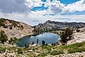 Aerial view of the beautiful Liberty Lake at Ruby Mountain, Nevada