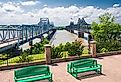 Mississippi River bridge, at Vicksburg, Mississippi.