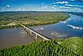 Aerial View of the Bridge and Pipeline Crossing the Yukon River on Alaska's Dalton Highway