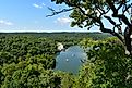 Lake of the Ozarks, looking down from an overlook at Ha Ha Tonka State Park,