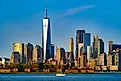 One World Trade Center rising up over Lower Manhatten. 