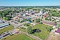 Aerial view of Shipshewana, Indiana.