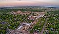 Aerial View of Watertown, South Dakota, during a Summer Sunset.