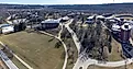 Aerial view of Luther College with cycling trails in Decorah, Iowa. By Wikideas1 - Own work, CC0, Wikimedia Commons.