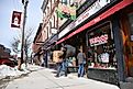 Downtown Exeter enjoys foot traffic, even on its colder days. Editorial credit: Andrew Cline / Shutterstock.com