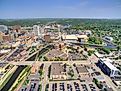 Aerial view of the city of Rochester in southeast Minnesota.