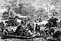 Illustration of the Peshtigo Fire in Wisconsin. Image credit U.S. Forest Service- Pacific Northwest Region, Public domain, via Wikimedia Commons