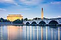 The George Washington Memorial Parkway crosses the Memorial Bridge between Washington, DC, and Arlington, Virginia.