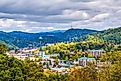 Aerial view of Gatlinburg, Tennessee.