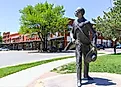 Bronze sculpture of Wyatt Earp as part of the Trail of Fame in Dodge City, Kansas. Image credit: Michael Rosebrock / Shutterstock.com.