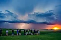 Lightning from an approaching storm in Kansas during a convective field study. Via Shutterstock / Limitless Production Group