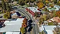 High angle view of downtown Weaverville, California.