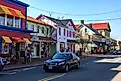 Some of the shops and stores in St Michaels, MD along the town's main street, via George Sheldon / Shutterstock.com