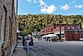 Apple Butter Festival booths in the historic downtown Berkeley Springs, West Virginia.