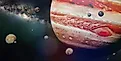 Jupiter and Some of Its 79 Moons