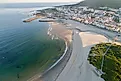 aerial view with drone of the beach of Vila Praia de Ancora, Municipality of Caminha. Portugal
